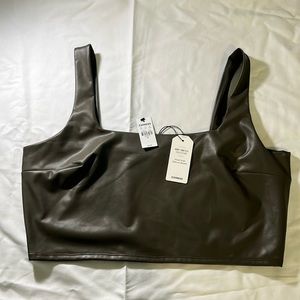 EXPRESS  Body Contour Faux leather Cropped Tank